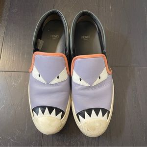 Fendi sneaker slip on leather shoe women size 39.5